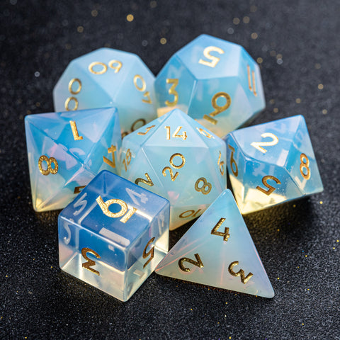 URWizards D&D Opalite Gemstone Engraved Dice Set F*CK Style - Urwizards