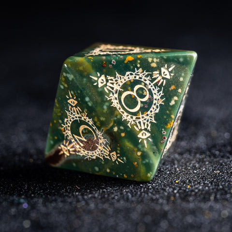 URWizards D&D Indian Agate Engraved Dice Set Warlock Style - Urwizards