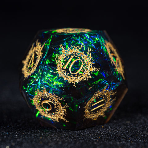 URWizards D&D Resin Dark Glitter Engraved Dice Set Warlock Style - Urwizards