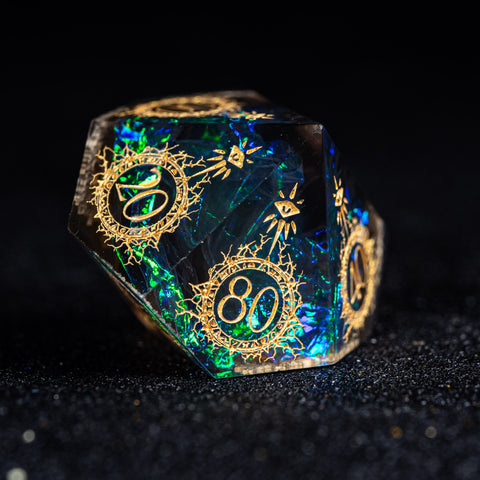 URWizards D&D Resin Dark Glitter Engraved Dice Set Warlock Style - Urwizards