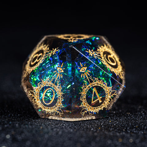 URWizards D&D Resin Dark Glitter Engraved Dice Set Warlock Style - Urwizards