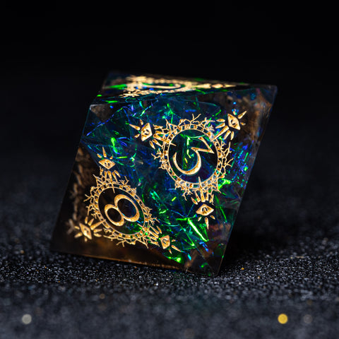 URWizards D&D Resin Dark Glitter Engraved Dice Set Warlock Style - Urwizards