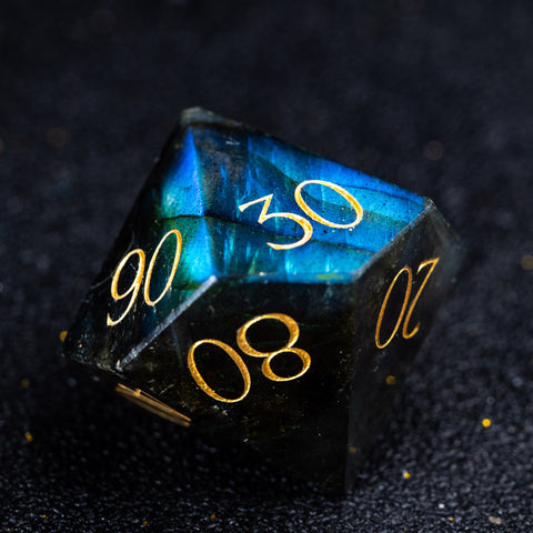 URWizards D&D Labradorite Gemstone Engraved Dice Set F*CK Style - Urwizards