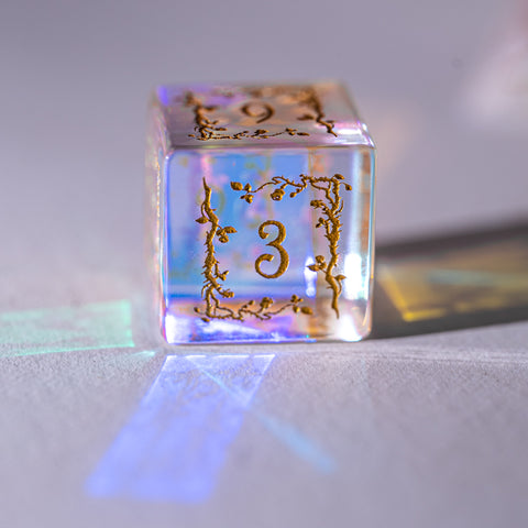 URWizards Dnd Dichroic Prism Glass Engraved Dice Set Plant Vine Style - Urwizards