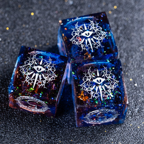 URWizards D&D Resin Dark Glitter Engraved Dice Set Warlock Style - Urwizards