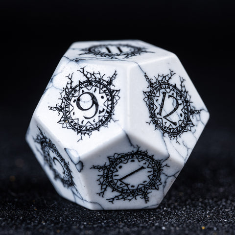 URWizards D&D White Howlite Engraved Dice Set Warlock Style - Urwizards
