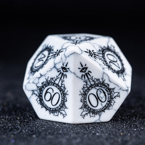 URWizards D&D White Howlite Engraved Dice Set Warlock Style - Urwizards