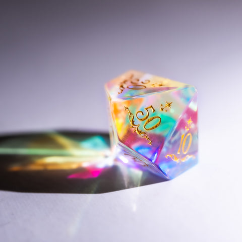 URWizards Dnd Dichroic Prism Glass Engraved Dice Set Unicorn Style - Urwizards