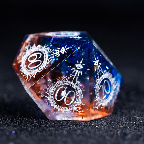 URWizards D&D Resin Dark Glitter Engraved Dice Set Warlock Style - Urwizards