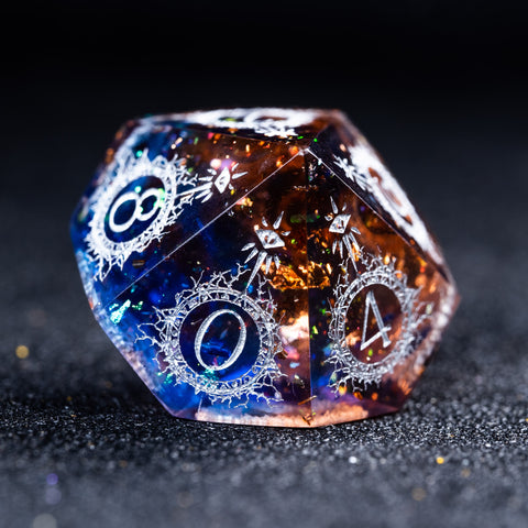 URWizards D&D Resin Dark Glitter Engraved Dice Set Warlock Style - Urwizards