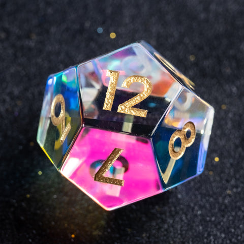 URWizards D&D Dichroic Prism Glass Engraved Dice Set Fuck you Fuck me - Urwizards
