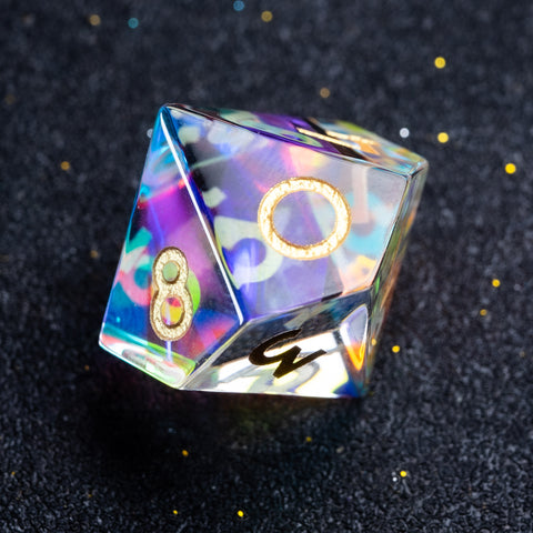 URWizards D&D Dichroic Prism Glass Engraved Dice Set Fuck you Fuck me - Urwizards
