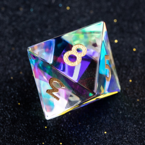 URWizards D&D Dichroic Prism Glass Engraved Dice Set Fuck you Fuck me - Urwizards