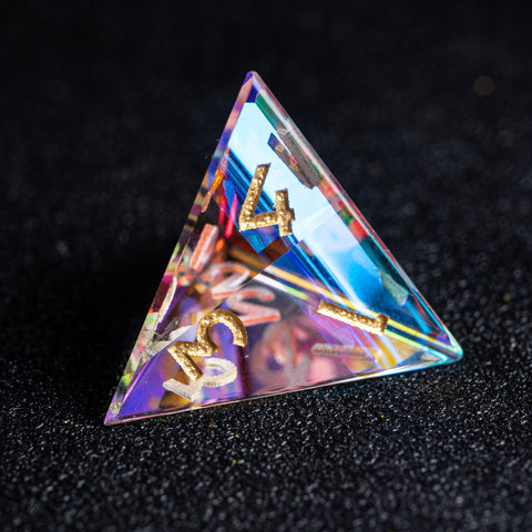 URWizards D&D Dichroic Prism Glass Engraved Dice Set Fuck you Fuck me - Urwizards