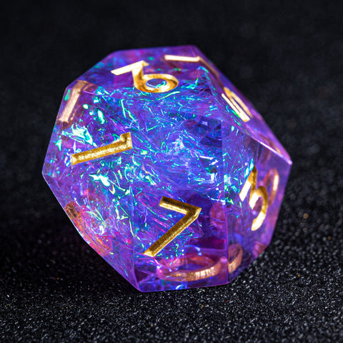 URWizards D&D Purple Glitter Resin Engraved Dice Set Fuck You Fuck Me Style - Urwizards