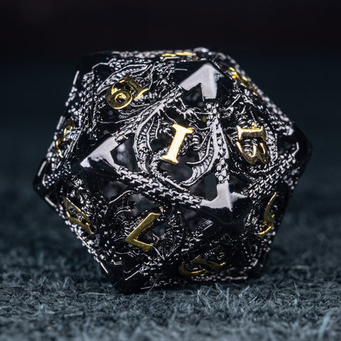 URWizards D&D Hollowed Metal Dice Set Dragon Black - Urwizards