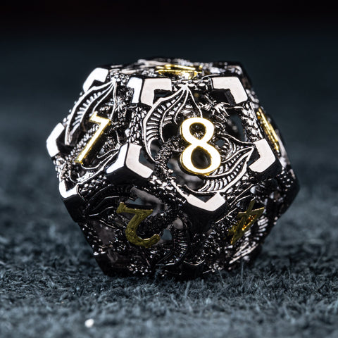 URWizards D&D Hollowed Metal Dice Set Dragon Black - Urwizards