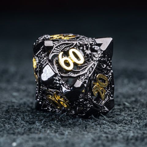 URWizards D&D Hollowed Metal Dice Set Dragon Black - Urwizards