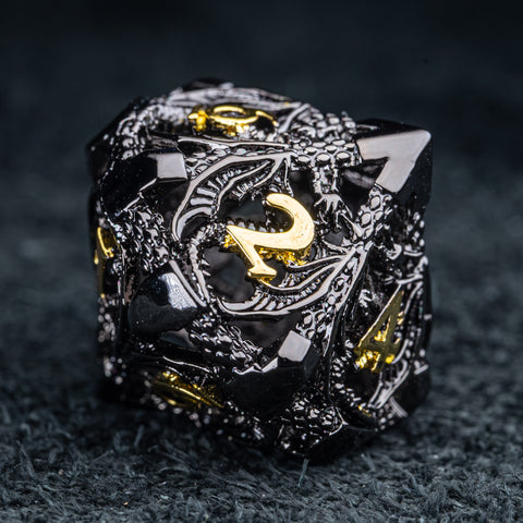 URWizards D&D Hollowed Metal Dice Set Dragon Black - Urwizards