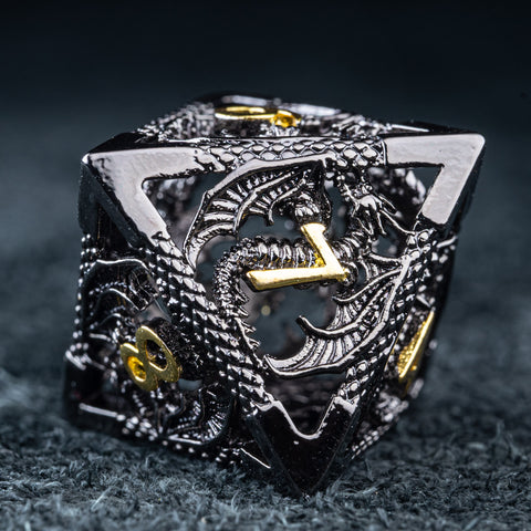 URWizards D&D Hollowed Metal Dice Set Dragon Black - Urwizards