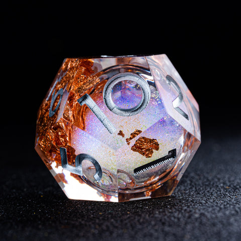 URWizards D&D Starry Liquid Heart Resin Engraved Dice Set Fallen Leaves - Urwizards