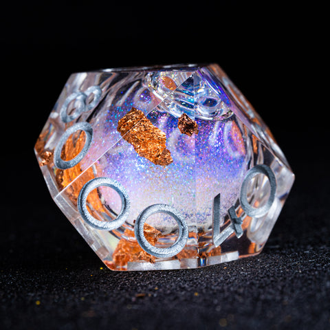 URWizards D&D Starry Liquid Heart Resin Engraved Dice Set Fallen Leaves - Urwizards