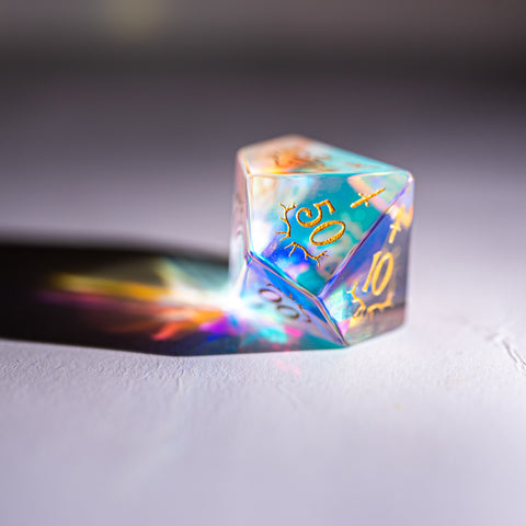 URWizards Dnd Dichroic Prism Glass Engraved Dice Set Dagger Rogue Style - Urwizards