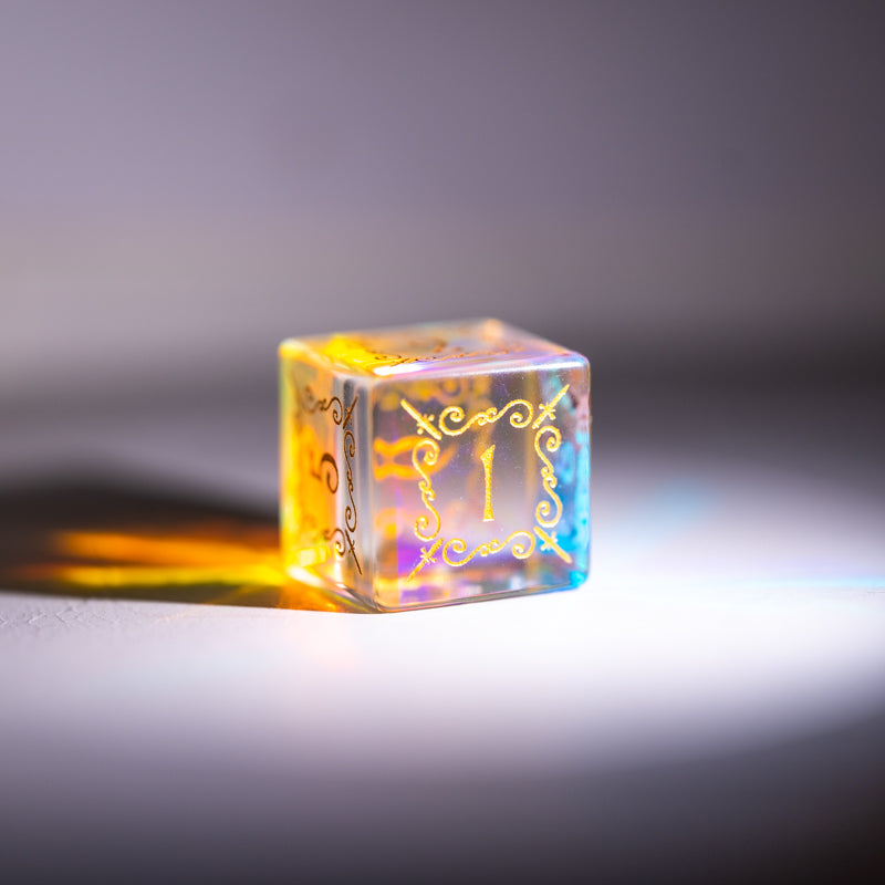 URWizards Dnd Dichroic Prism  Glass Engraved Dice Set Dagger Rogue Style - Urwizards