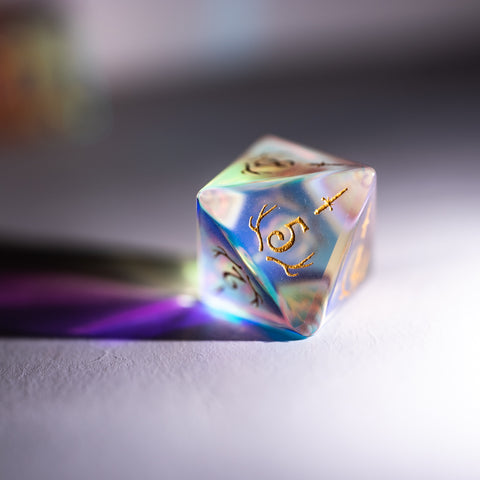 URWizards Dnd Dichroic Prism Glass Engraved Dice Set Dagger Rogue Style - Urwizards