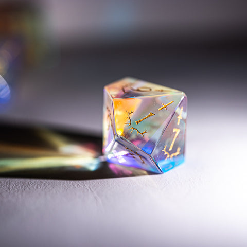 URWizards Dnd Dichroic Prism Glass Engraved Dice Set Dagger Rogue Style - Urwizards