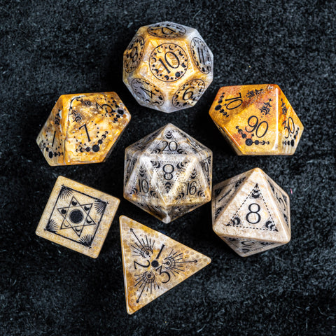 URWizards D&D Coral Fossil Engraved Dice Set Lunar Eclipse - Urwizards