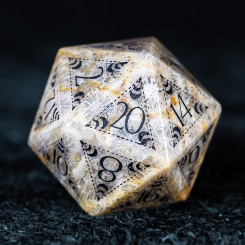 URWizards D&D Coral Fossil Engraved Dice Set Lunar Eclipse - Urwizards