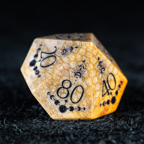 URWizards D&D Coral Fossil Engraved Dice Set Lunar Eclipse - Urwizards