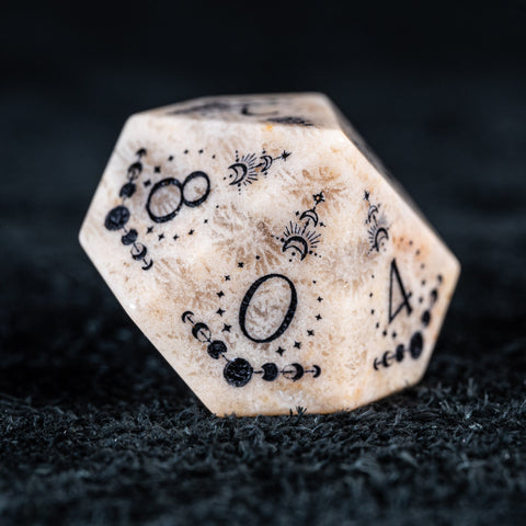 URWizards D&D Coral Fossil Engraved Dice Set Lunar Eclipse - Urwizards