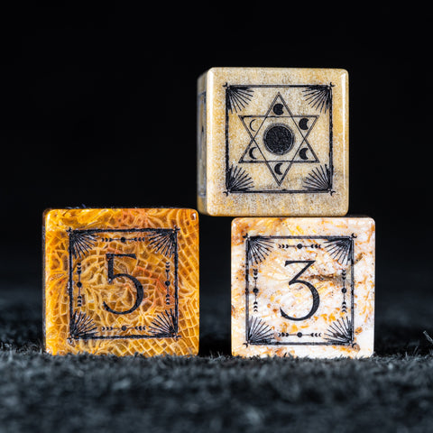 URWizards D&D Coral Fossil Engraved Dice Set Lunar Eclipse - Urwizards