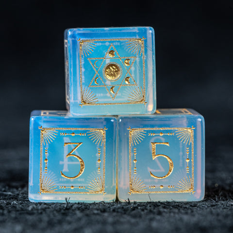 URWizards D&D Opalite Engraved Dice Set Lunar Eclipse - Urwizards