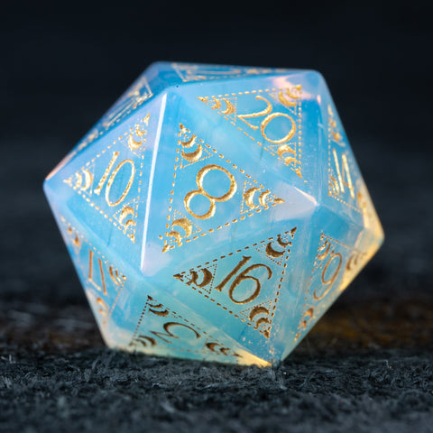 URWizards D&D Opalite Engraved Dice Set Lunar Eclipse - Urwizards