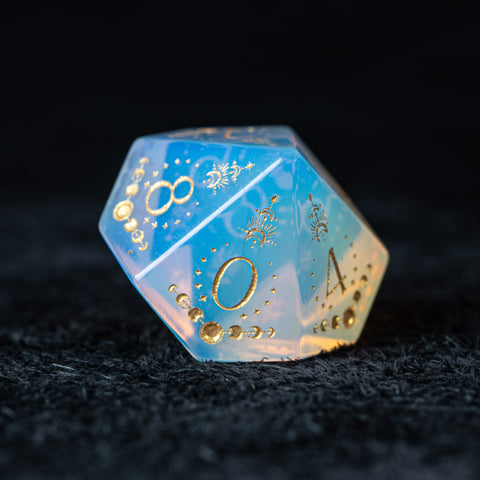 URWizards D&D Opalite Engraved Dice Set Lunar Eclipse - Urwizards