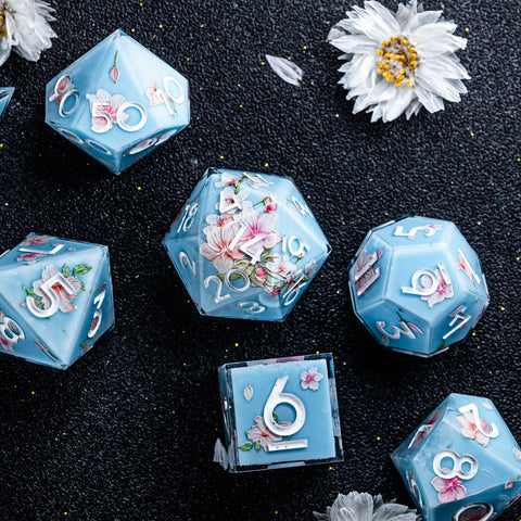 URWizards Inner-dice Handmade Sharp Edge Resin Dice Set -Blossom- - Urwizards