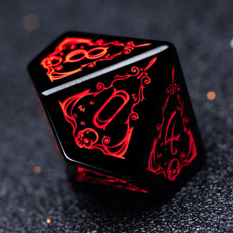 URWizards D&D Obsidian Engraved Dice Set Blood Hunter Style - Urwizards