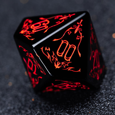 URWizards D&D Obsidian Engraved Dice Set Blood Hunter Style - Urwizards