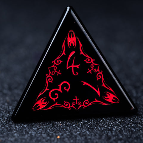 URWizards D&D Obsidian Engraved Dice Set Blood Hunter Style - Urwizards