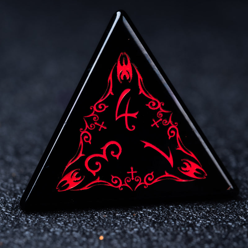 URWizards D&D Obsidian Engraved Dice Set Blood Hunter Style - Urwizards