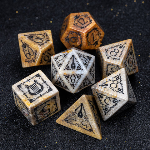 URWizards D&D Coral Fossil Engraved Dice Set Bard Style - Urwizards