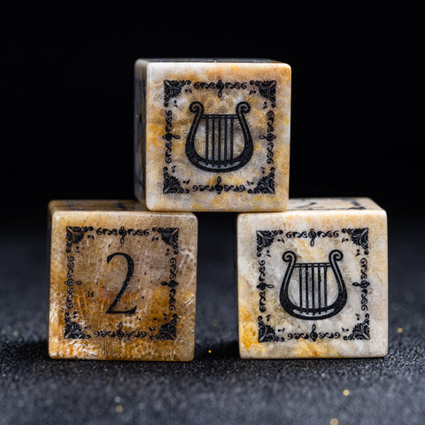 URWizards D&D Coral Fossil Engraved Dice Set Bard Style - Urwizards