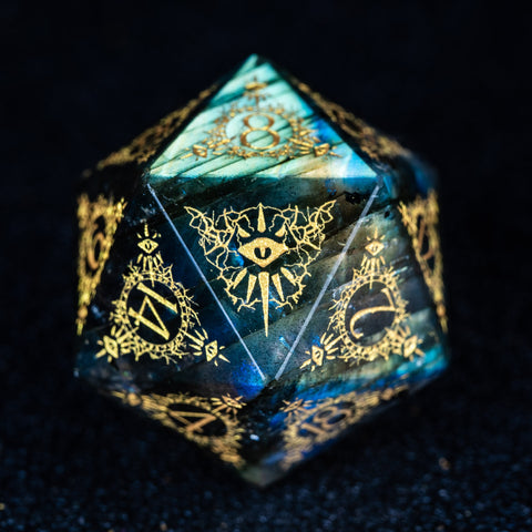 URWizards D&D Labradorite Engraved Dice Set Warlock Style - Urwizards