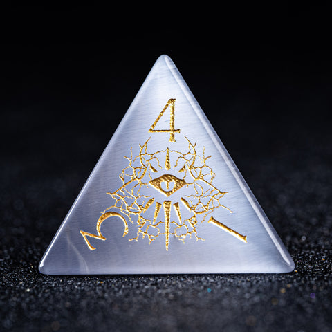 URWizards D&D Grey Cat's Eye Engraved Dice Set Warlock Style - Urwizards