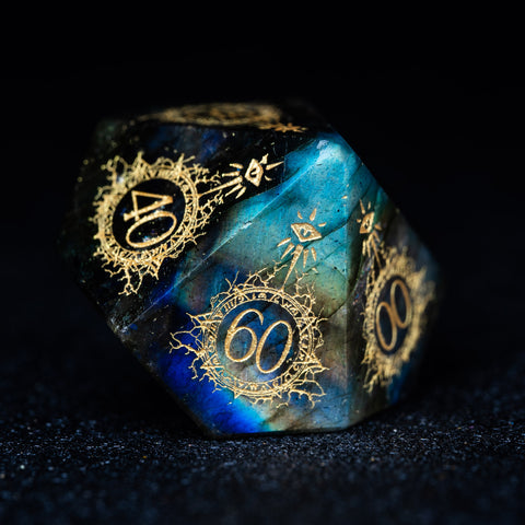 URWizards D&D Labradorite Engraved Dice Set Warlock Style - Urwizards