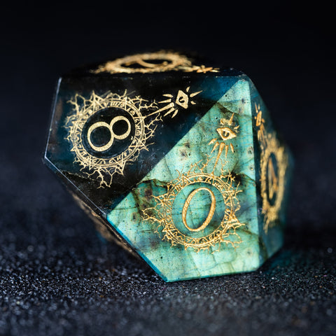 URWizards D&D Labradorite Engraved Dice Set Warlock Style - Urwizards