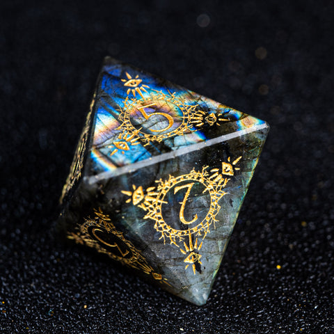 URWizards D&D Labradorite Engraved Dice Set Warlock Style - Urwizards